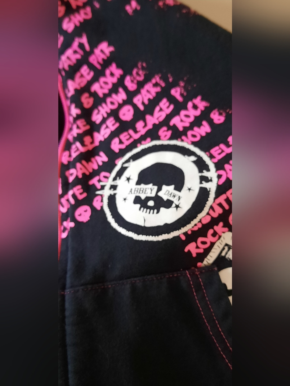 Abbey Dawn Black Hoodie with Pink Accents - Picture 14 of 15